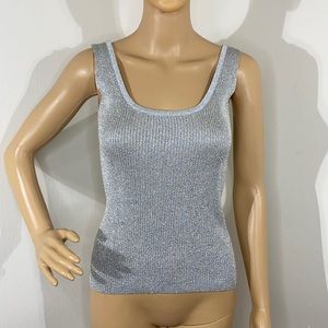 Silver Sparkly Sleeveless Tank Blouse
